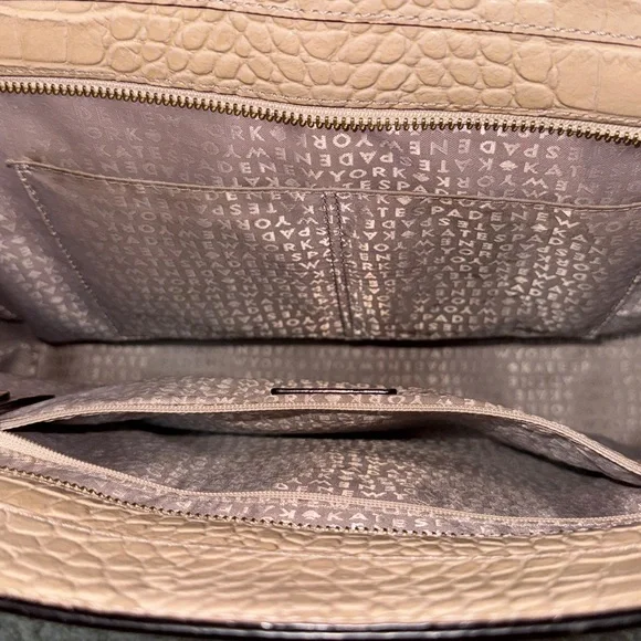 Kate Spade Elissa Bristol Drive Croc Leather Handbag in Tan - Picture 7 of 13